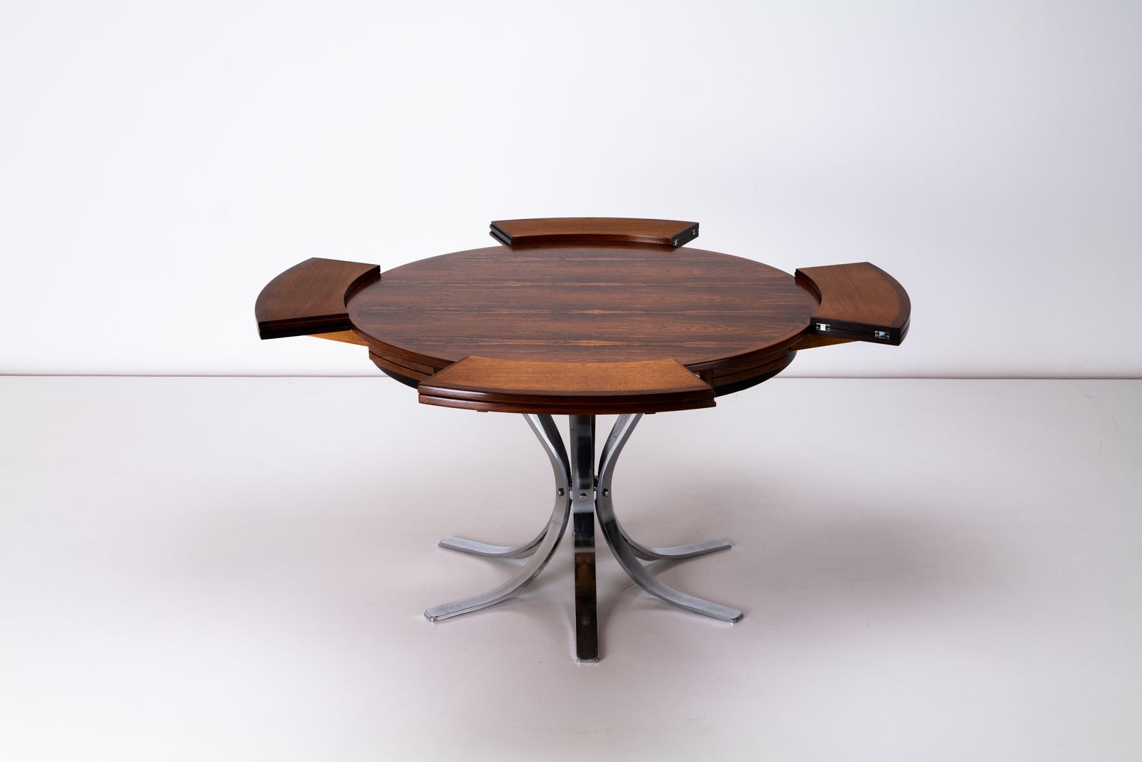 Rosewood & Chrome Lotus / Flip Flap Dining / Center Table By Dyrlund, Denmark 1970s photo buy