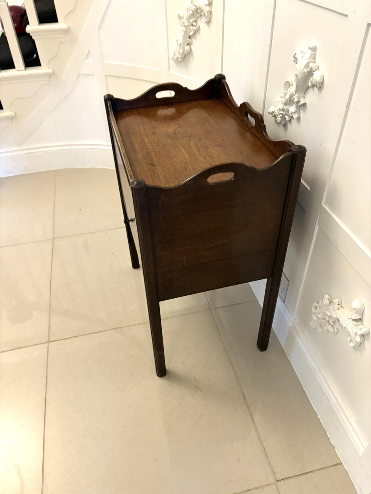 Unusual Antique 18th Century Quality Mahogany Bedside Cabinet photo furniture