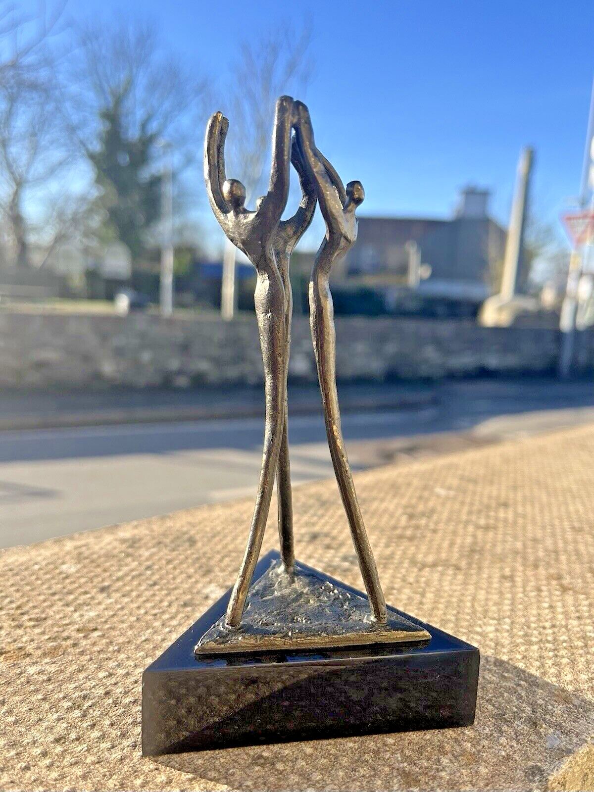 Modernist Dutch Corry Ammerlaan Niekerk Bronzed Perspex Human Figures Sculpture photo for sale