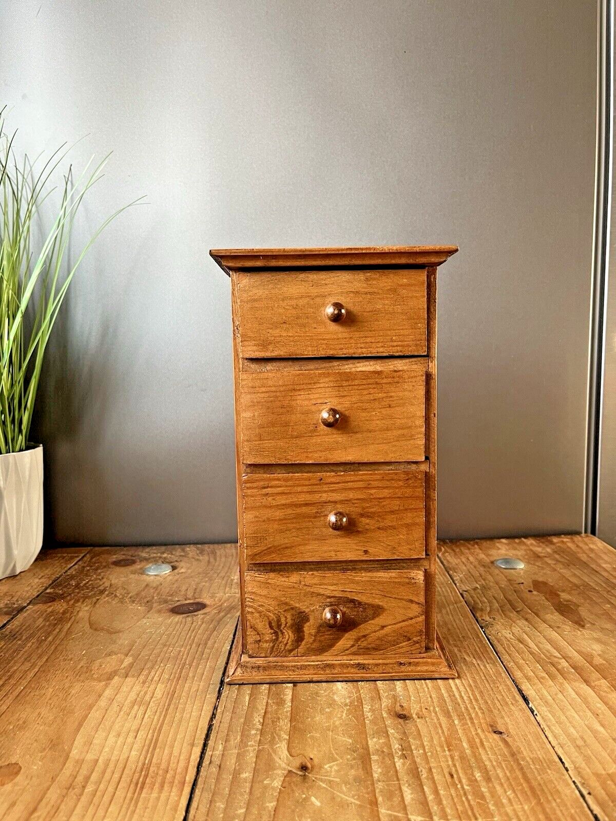 Vintage Miniature Apprentice Piece Pine Wooden Chest Of Drawers Desk Tidy Sewing photo furniture