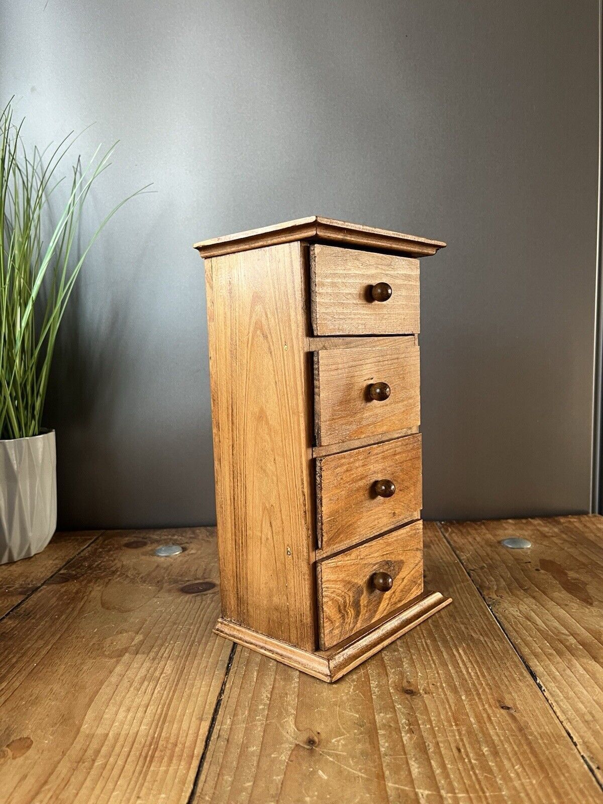 Vintage Miniature Apprentice Piece Pine Wooden Chest Of Drawers Desk Tidy Sewing photo Furniture