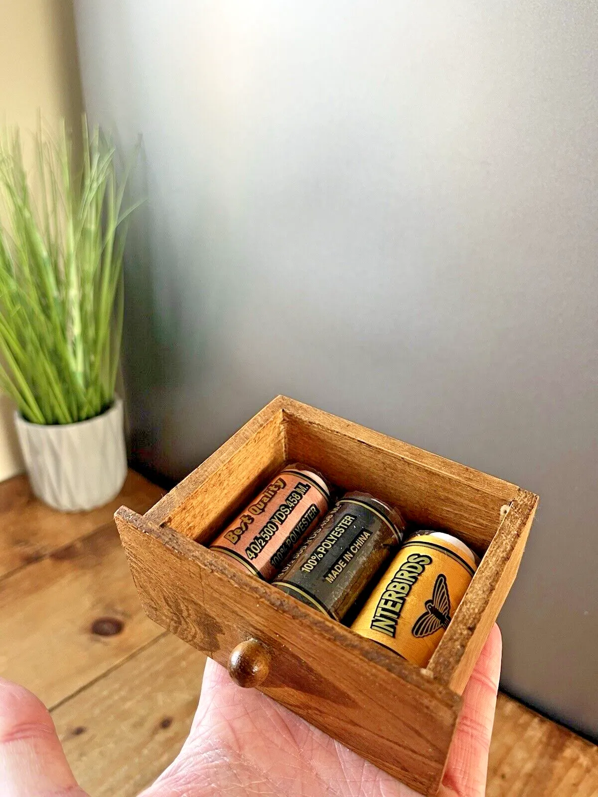 photo vinterior Vintage Miniature Apprentice Piece Pine Wooden Chest Of Drawers Desk Tidy Sewing