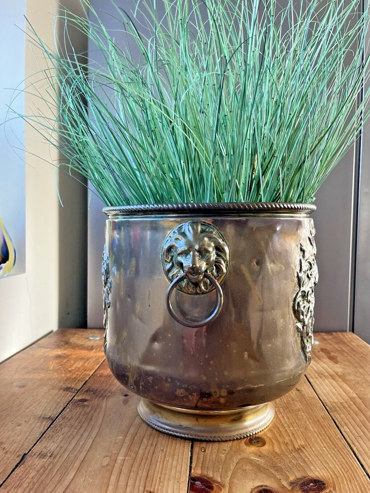 Large Antique Brass Swan Knight Armorial Planter Jardiniere Champagne Ice Bucket photo buy