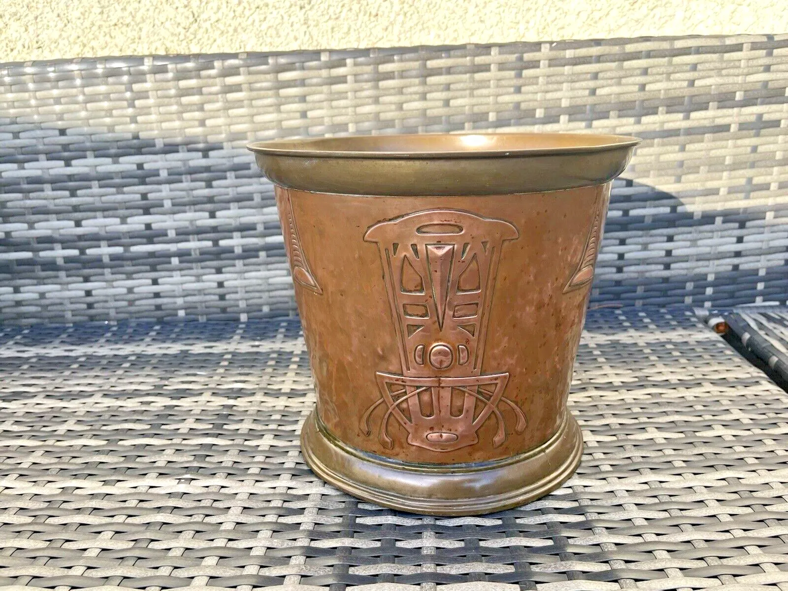 425.0 Antique German Jugendstil Carl Deffner Copper Champagne Ice Bucket Jardiniere photo