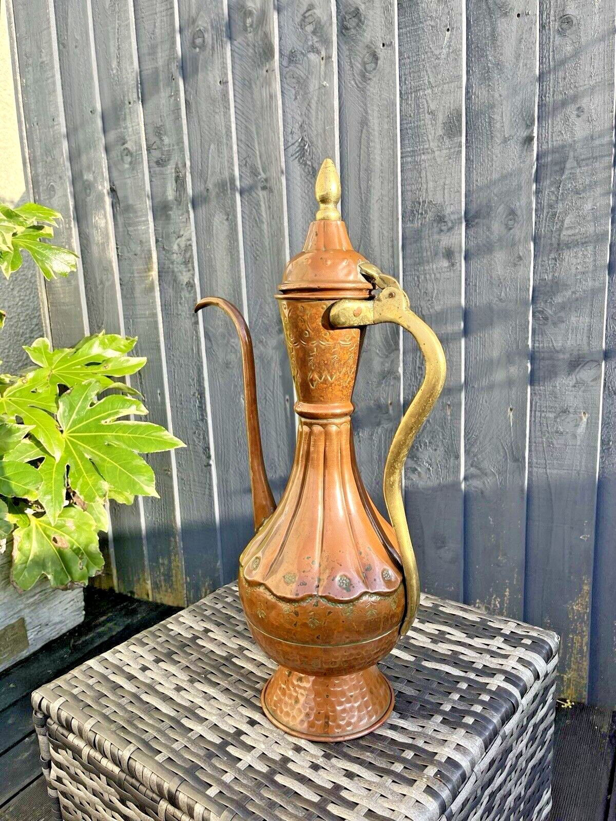 Large 20" Antique 19th C Arabic Islamic Dallah Copper Brass Coffee Pot Ewer Prop photo 175.0
