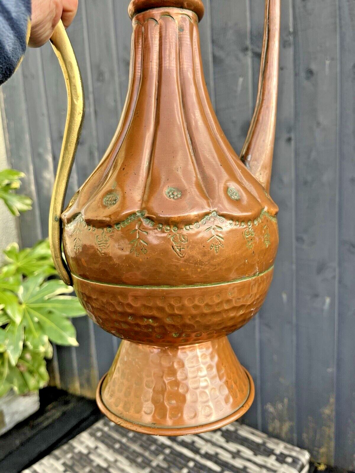 photo furniture Large 20" Antique 19th C Arabic Islamic Dallah Copper Brass Coffee Pot Ewer Prop