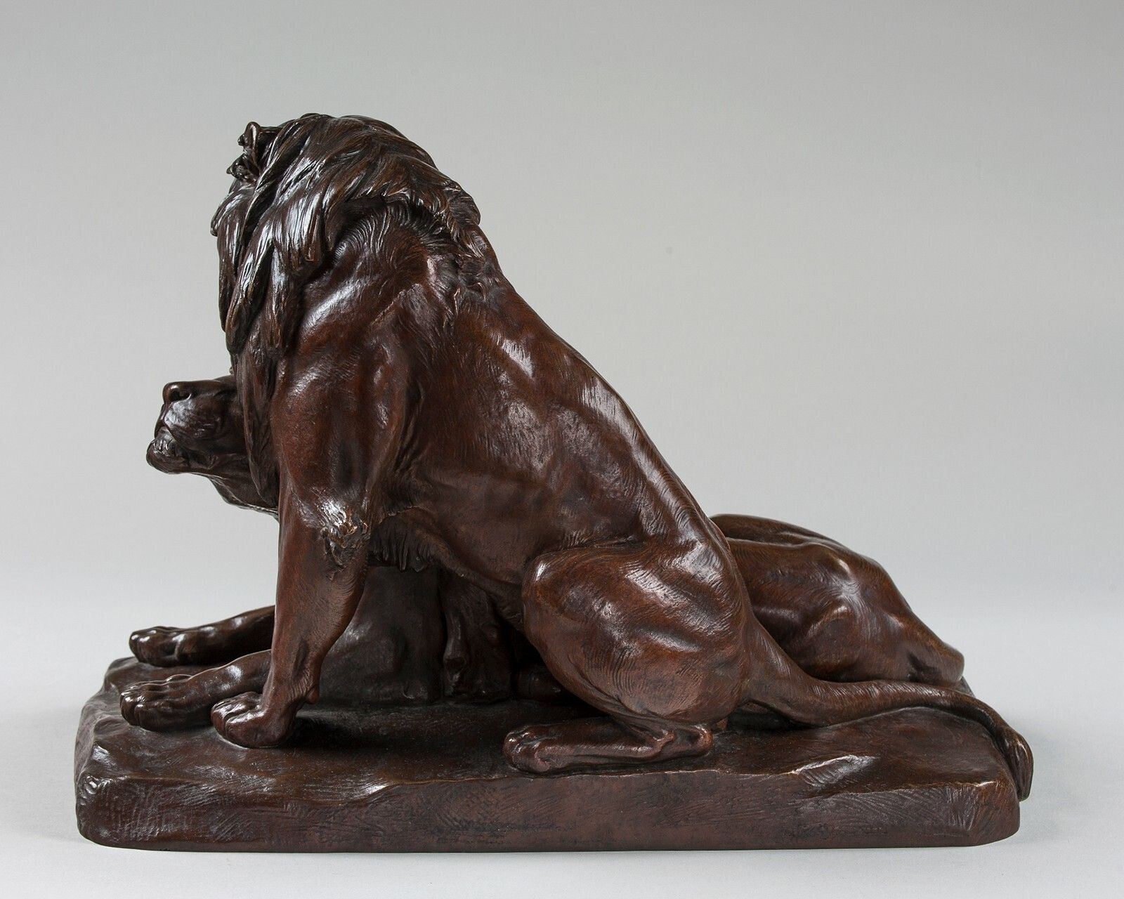 French Bronze Sculpture Depicting A Lion, Lioness photo Art