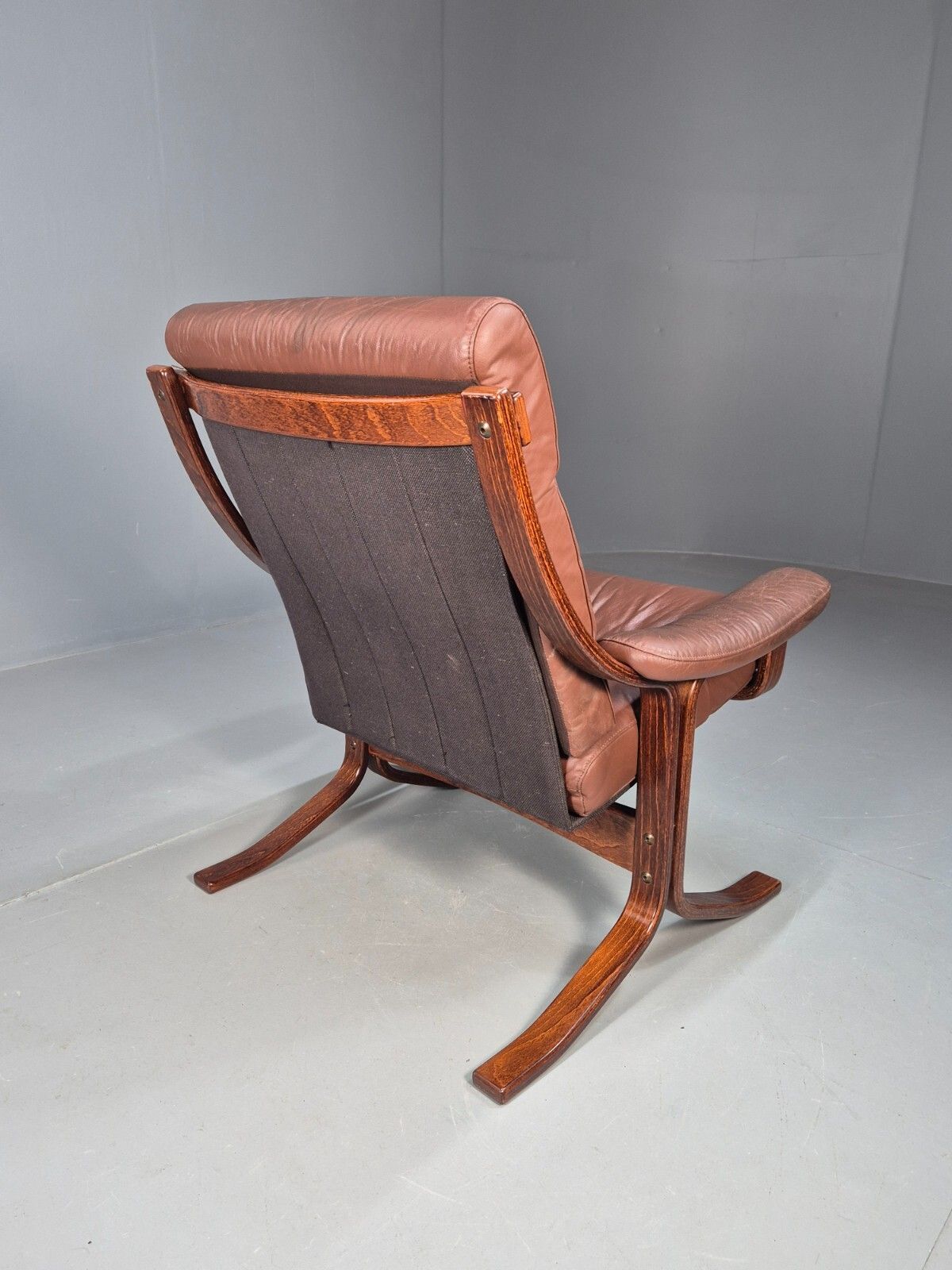 Vintage Danish Lounge Chair Brown Leather Bentwood Frame 1970s Retro Eb8633 Mben photo vintage