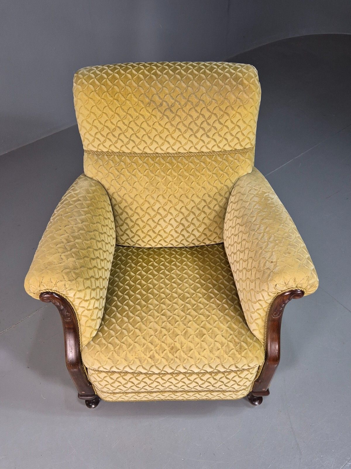 Vintage Danish Lounge Chair Gold Moquette Art Deco 1930s Antique Eb8223 Vclo photo for sale