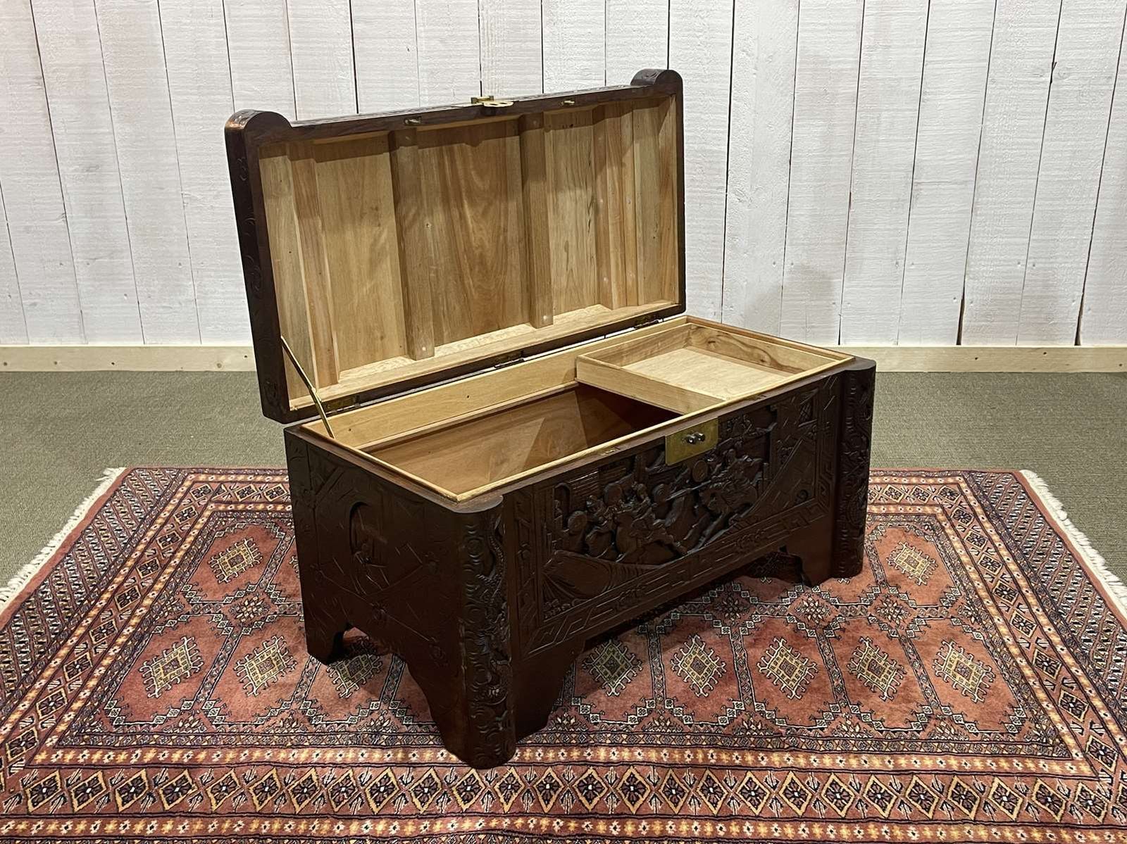 Furniture 20th Century Asian Teak And Camphor Wood Chest photo