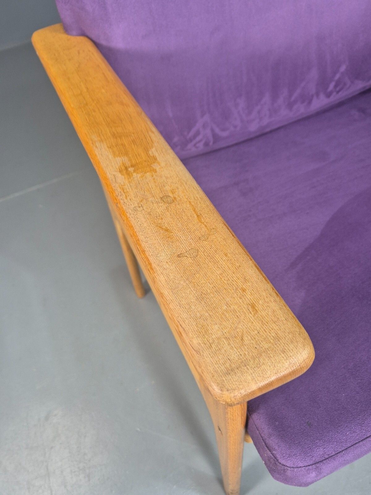Vintage Danish Elbow Chair Purple Oak Frame O D Mobler Retro Mcm Eb8000 Mnor photo 175.0