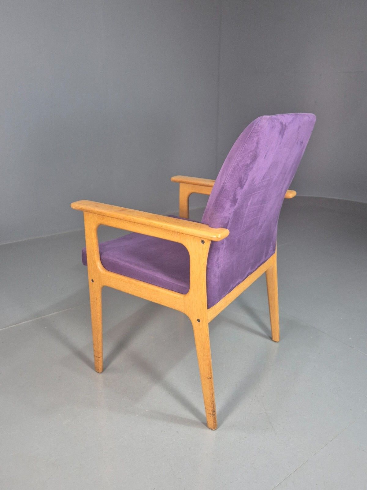 Furniture Vintage Danish Elbow Chair Purple Oak Frame O D Mobler Retro Mcm Eb8000 Mnor photo