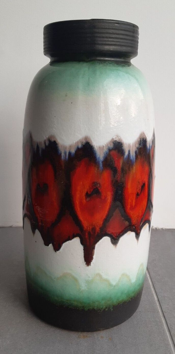 Vibrant Retro Vase Scheurich 553 38 Mid Century W. German Pottery Fat Lava 39cm photo furniture