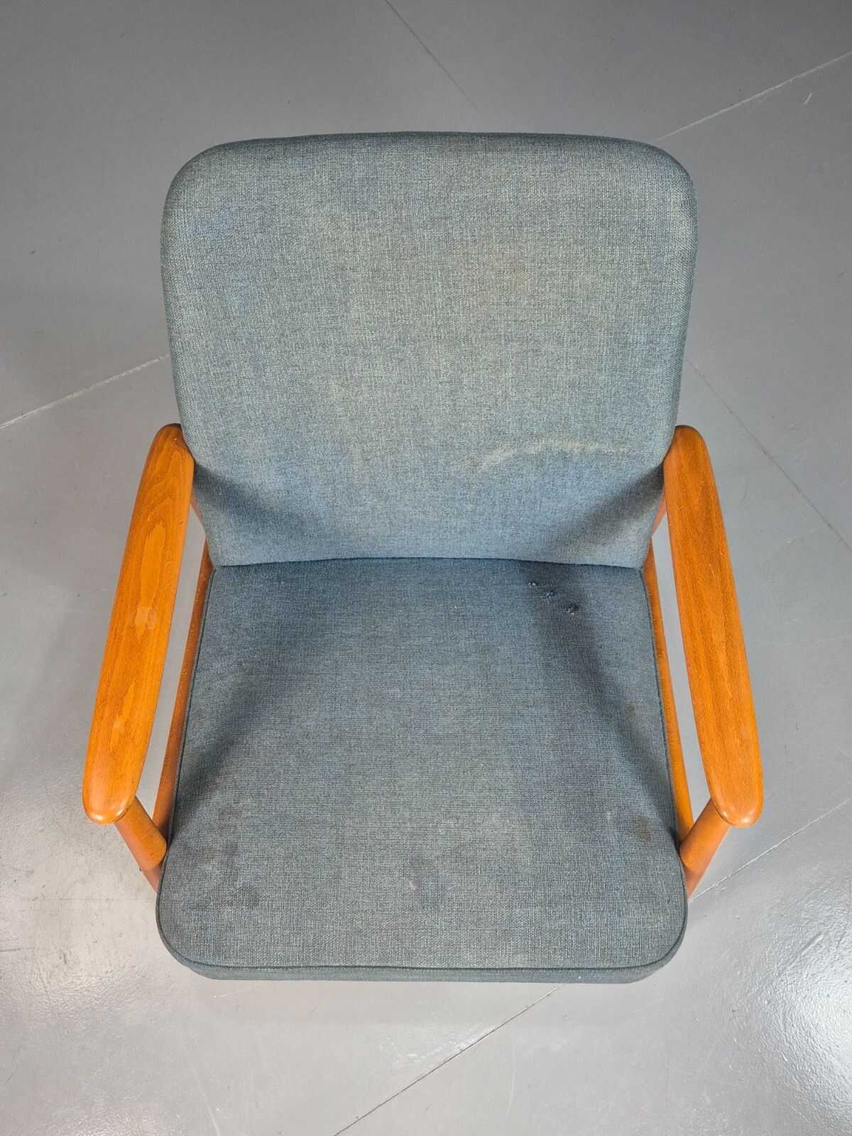 Vintage Danish Lounge Chair Blue Upholstery Beech Frame Retro Mcm Eb7737 Mnor photo Furniture
