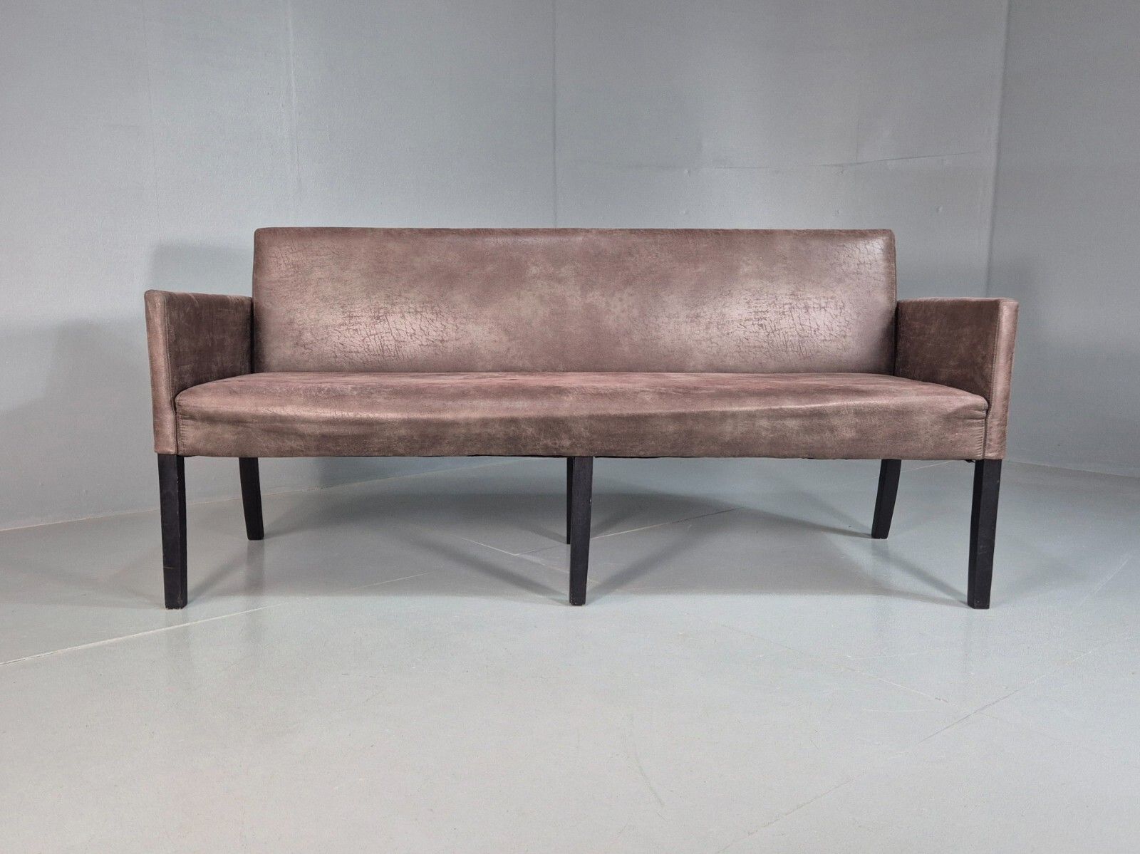 Danish Brown Suede Leather 3 Seat Sofa Eb7451 M3ss photo buy