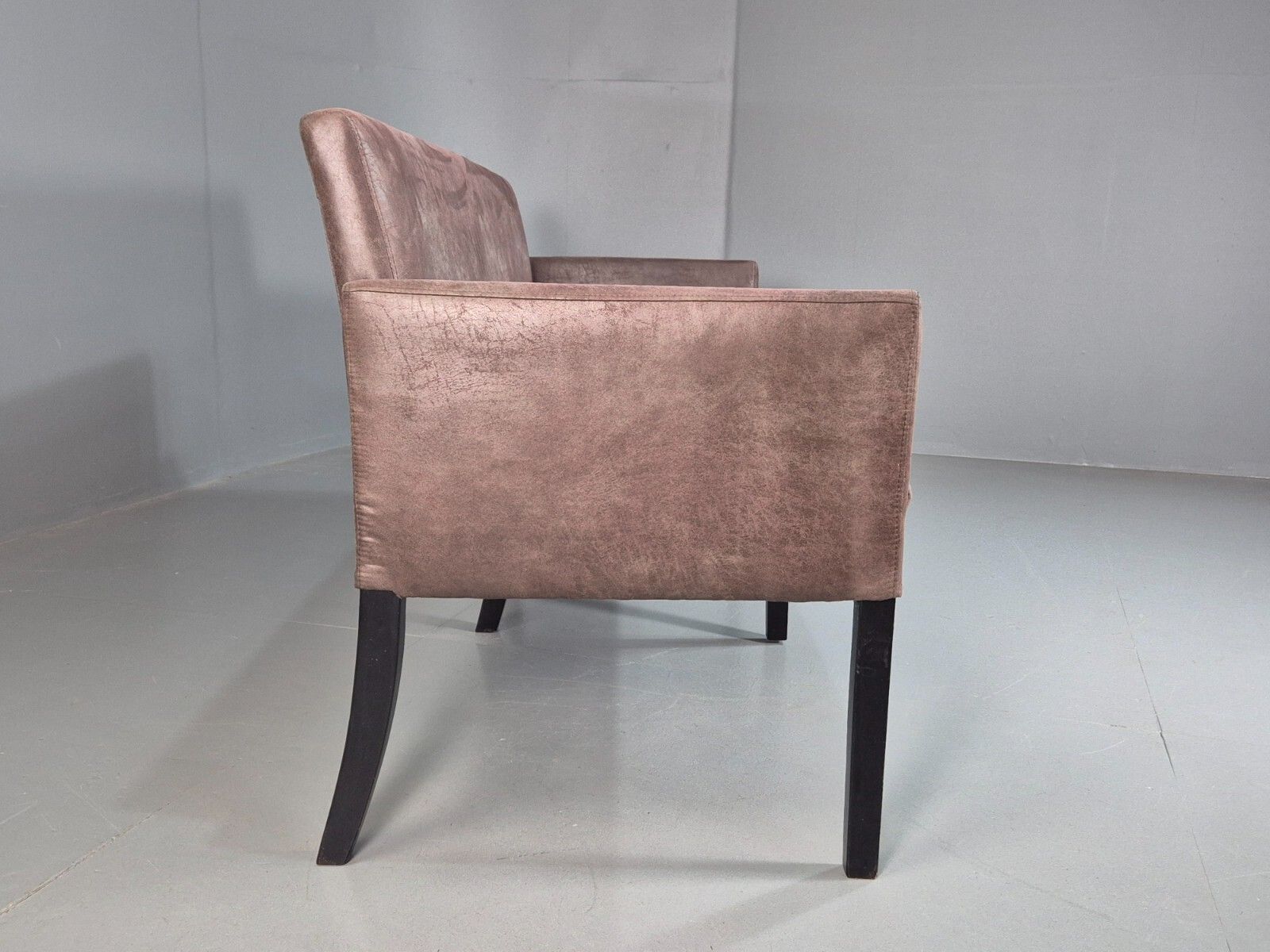 Furniture Danish Brown Suede Leather 3 Seat Sofa Eb7451 M3ss photo