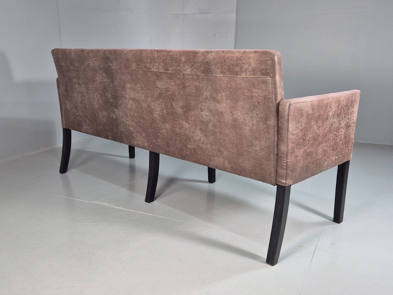 325.0 Danish Brown Suede Leather 3 Seat Sofa Eb7451 M3ss photo