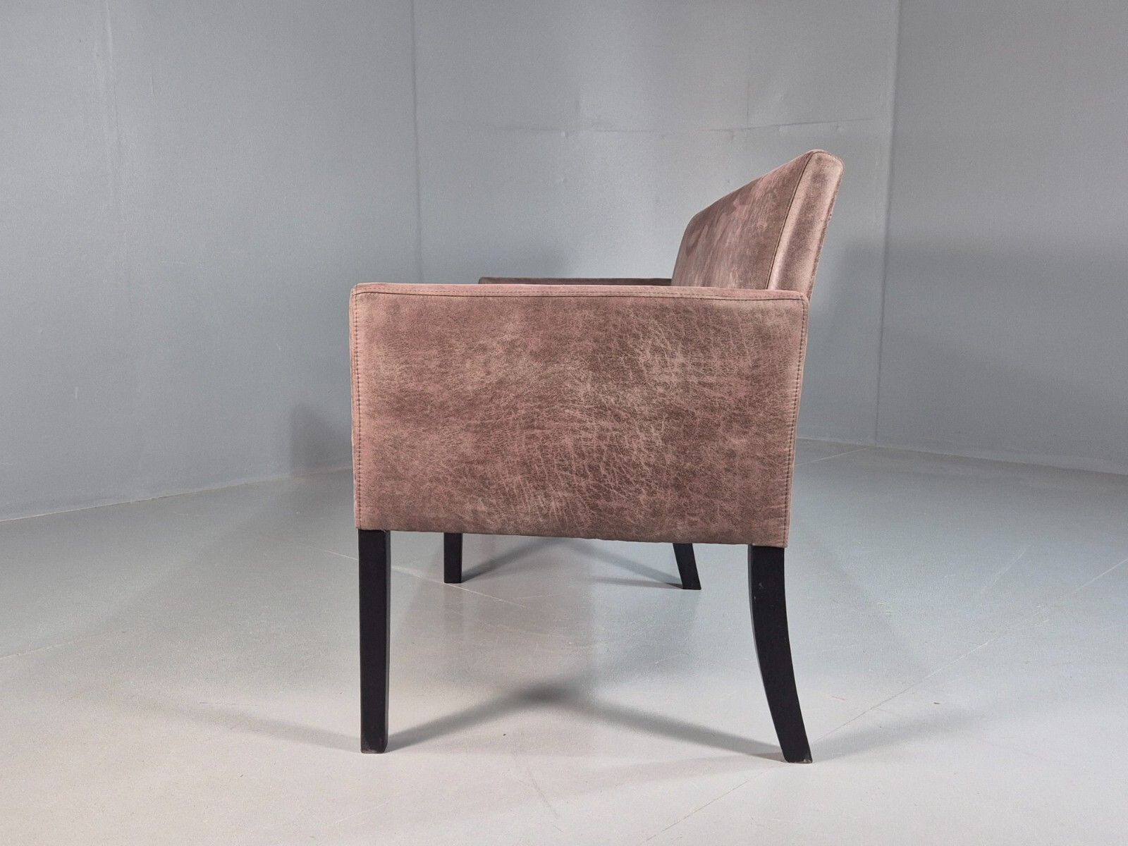 photo vintage Danish Brown Suede Leather 3 Seat Sofa Eb7451 M3ss