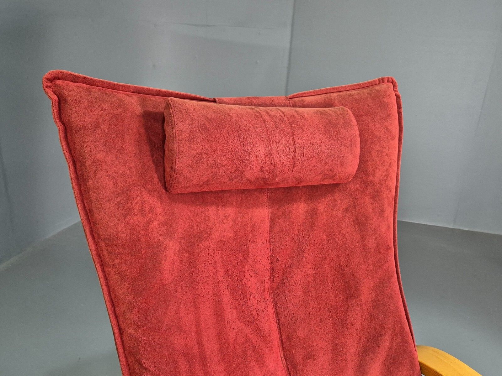 photo for sale Vintage Danish Lounge Chair Footstool Reclining Red Oak 1980s Retro Eb7438 Mben