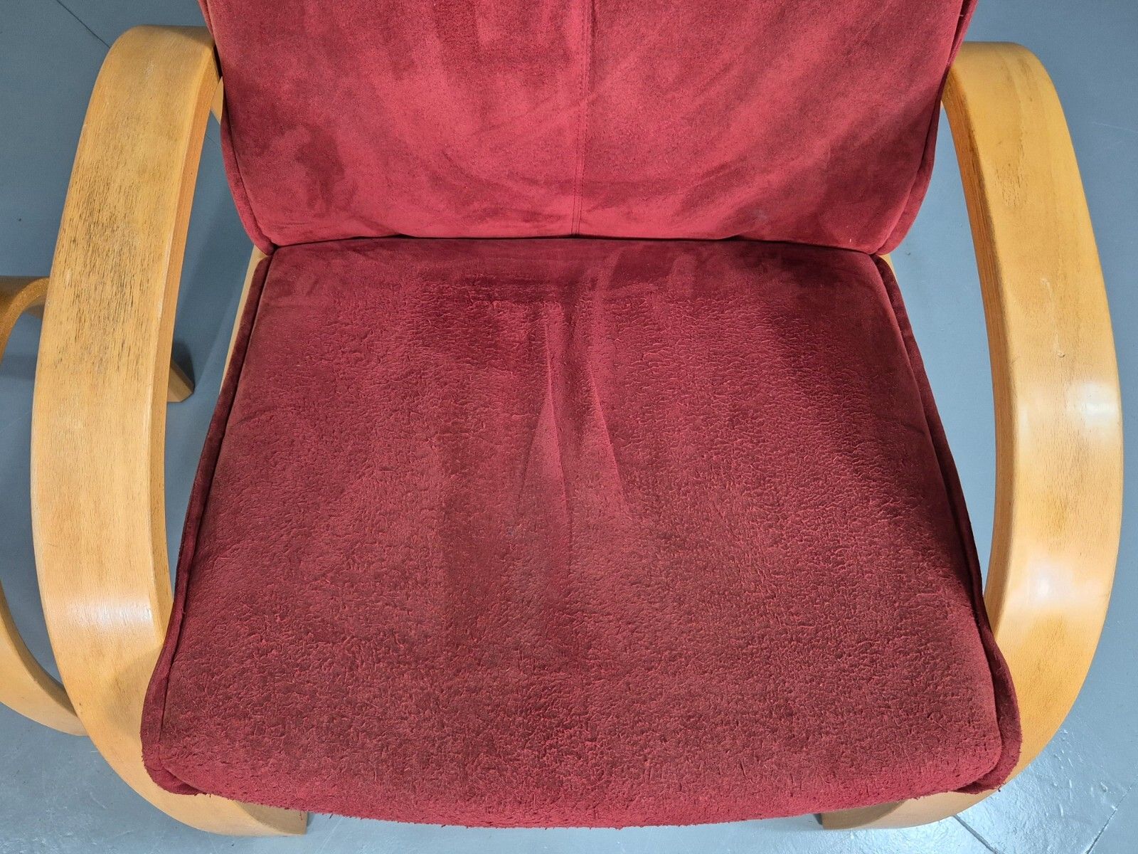 Furniture Vintage Danish Lounge Chair Footstool Reclining Red Oak 1980s Retro Eb7438 Mben photo