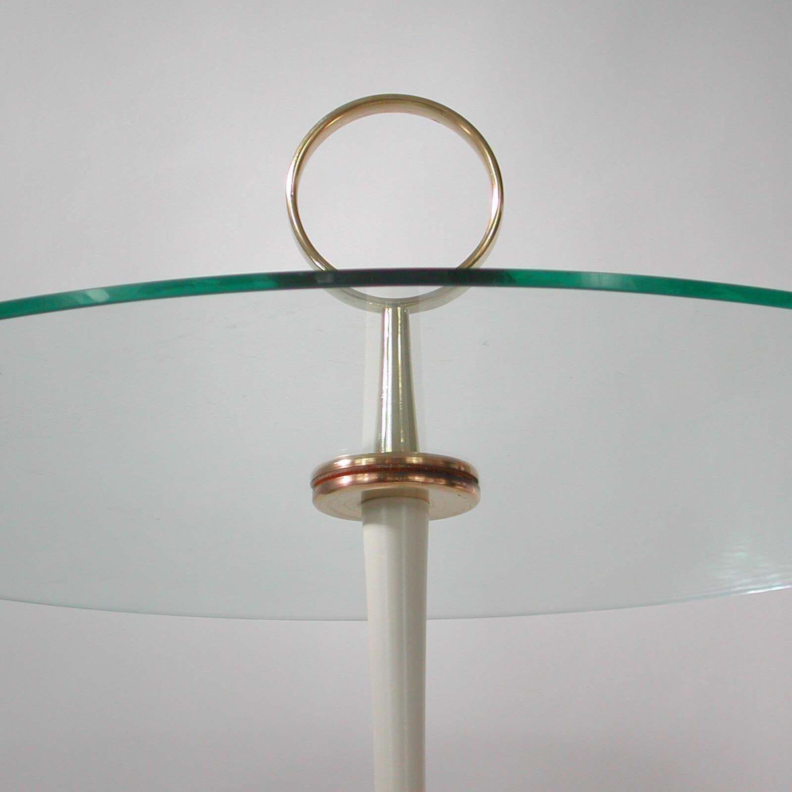 Modernist Brass & Glass Side Table, Vereinigte Werkstätten Munich, Germany 1950s photo buy