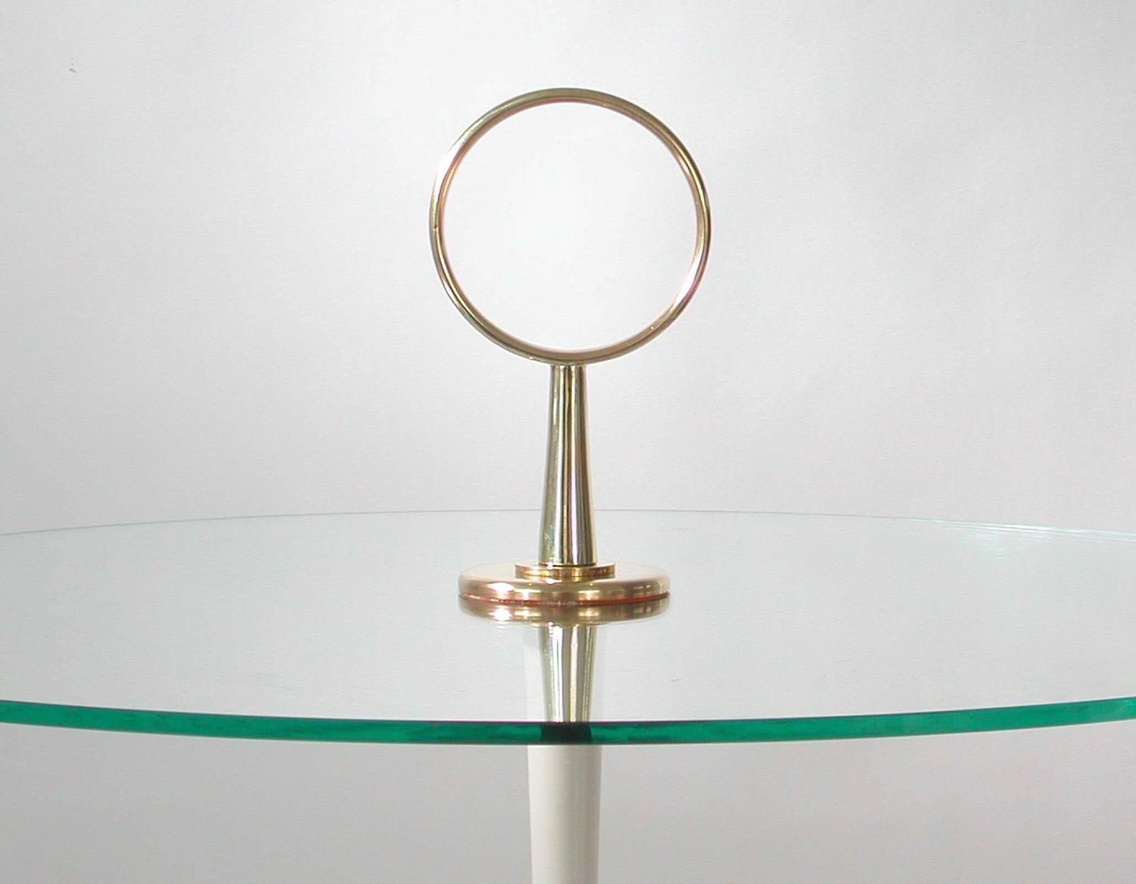 Modernist Brass & Glass Side Table, Vereinigte Werkstätten Munich, Germany 1950s photo vintage