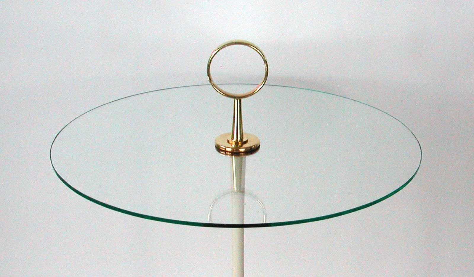 Furniture Modernist Brass & Glass Side Table, Vereinigte Werkstätten Munich, Germany 1950s photo