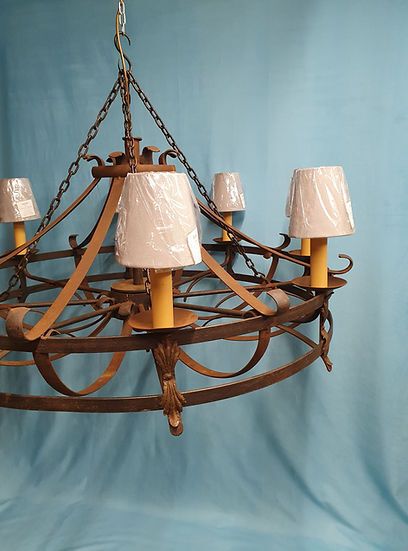 1 M Wide Large Steel Chandelier Mid 20th Century photo Lighting