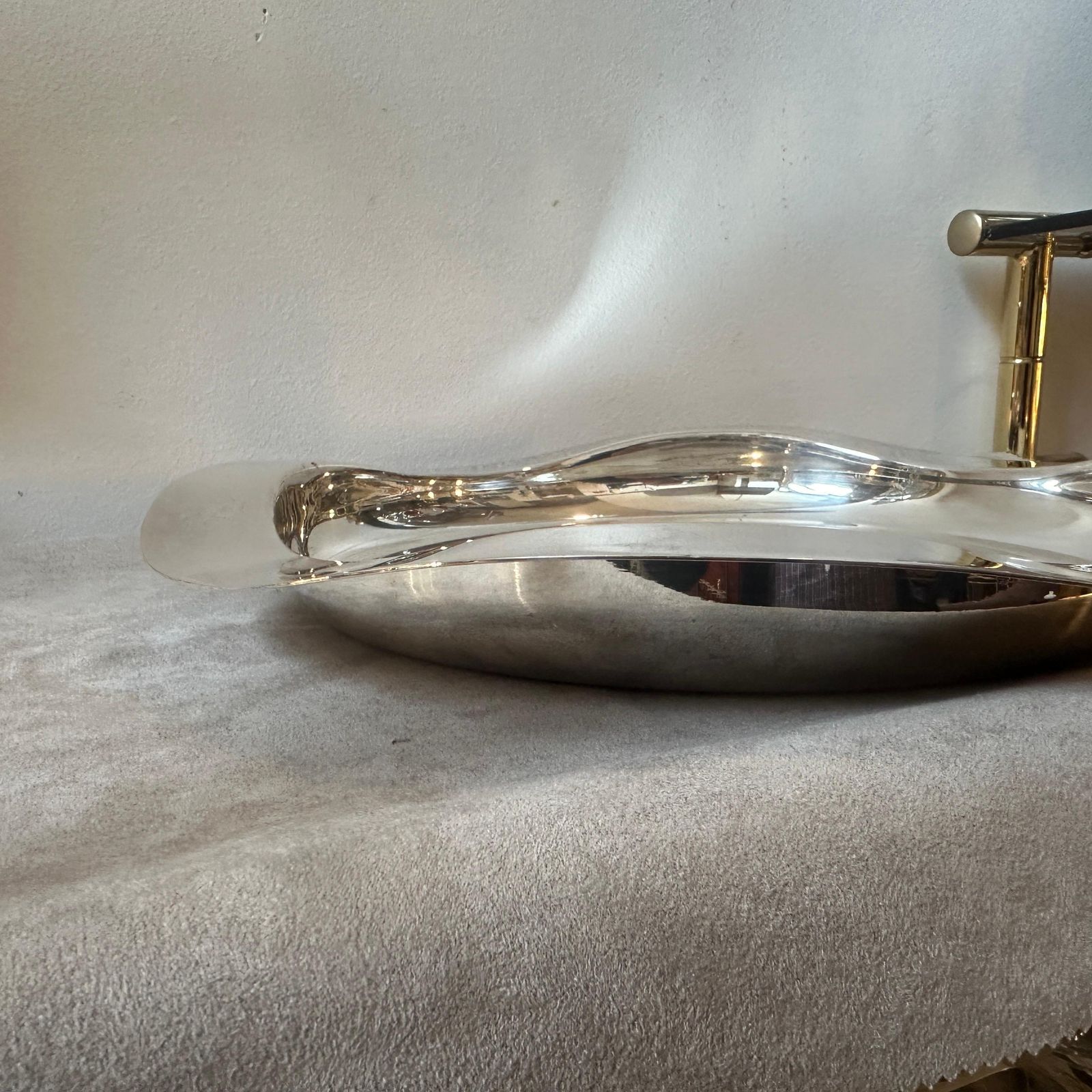 1990s Modern Design Silver Plated Italian Centerpiece By Mesa photo Home Decor