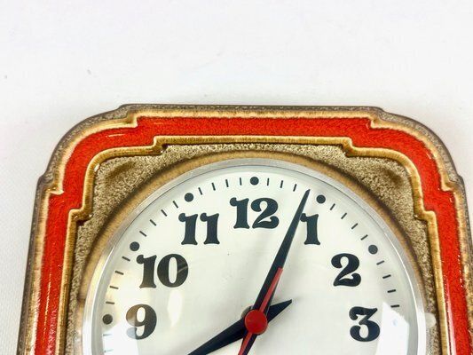 German Ceramic Kitchen Wall Clock, 1960s photo for sale