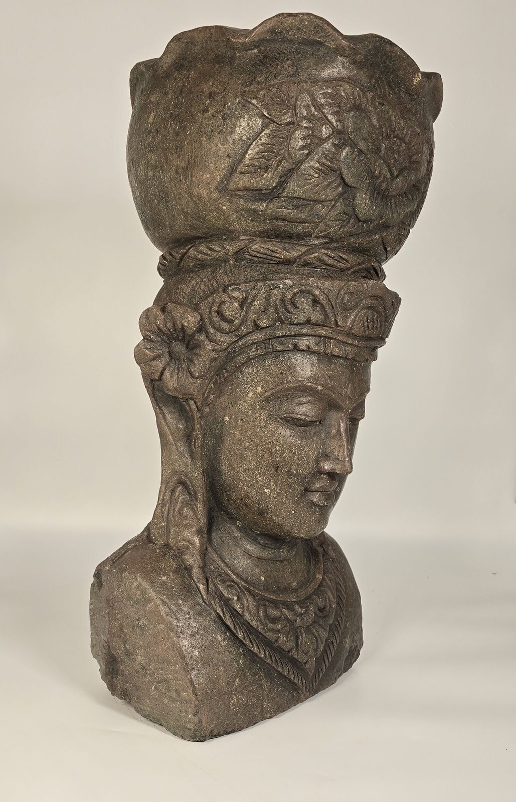 A Highly Decorative Indian Raj Period Carved Stone Bust Or Planter. photo furniture
