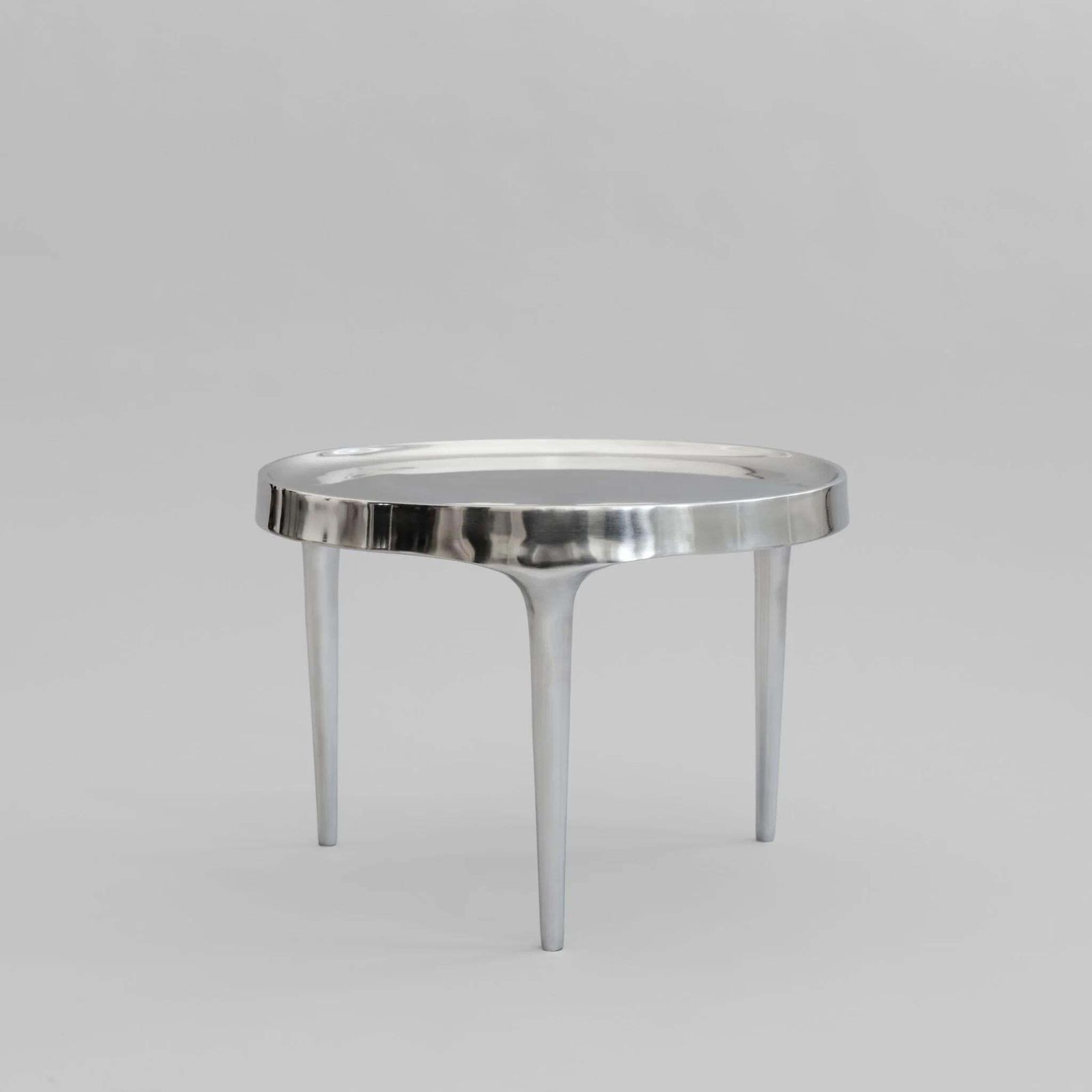 Coffee Table, Polished Cast Aluminium And Chrome, Contemporary Work. photo furniture