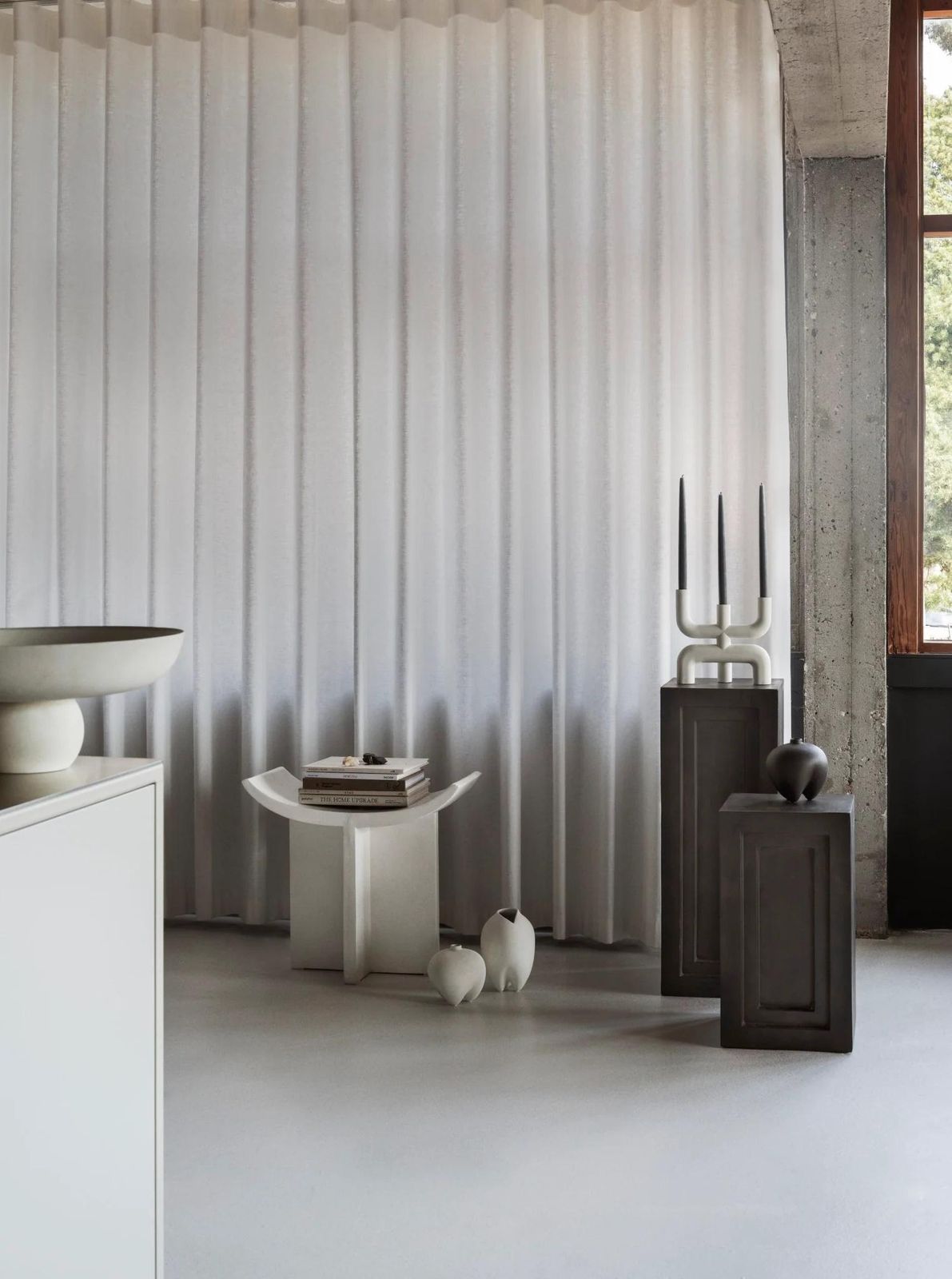 Podium, Column, Like A Modern Sculpture In Fiber Concrete, Contemporary Work. photo for sale
