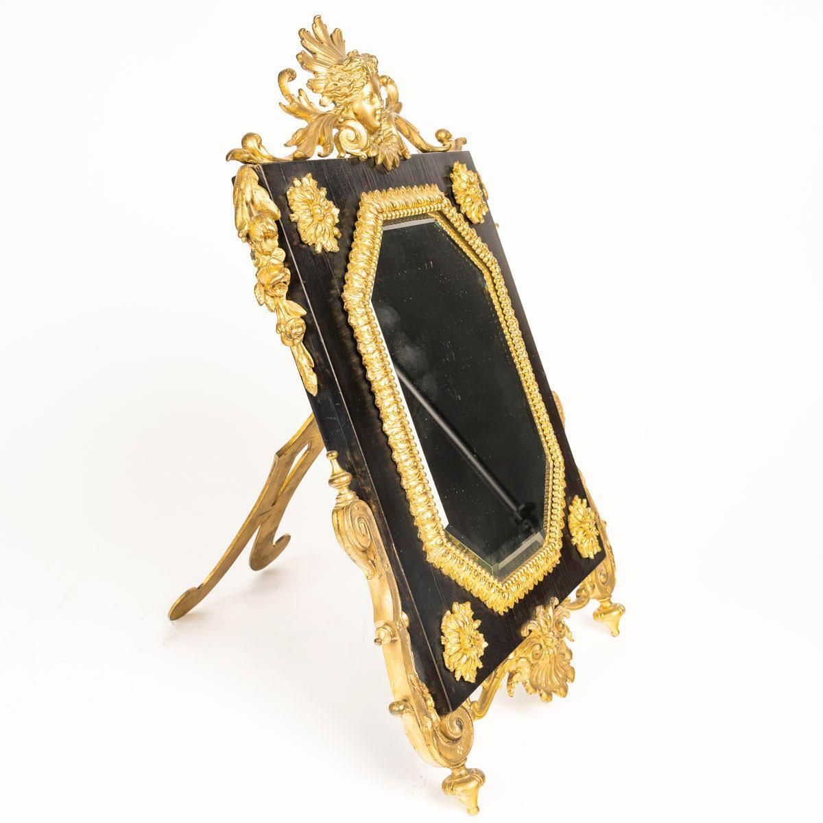 Napoleon III Period Table Mirror In Chased And Gilt Bronze On Wood. photo Home Decor