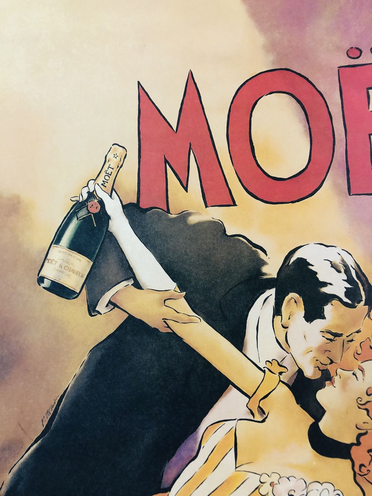 photo for sale Vince Mcindoe, 80s   Moët & Chandon   Original Vinatge Offset Poster Cm 61 X 46