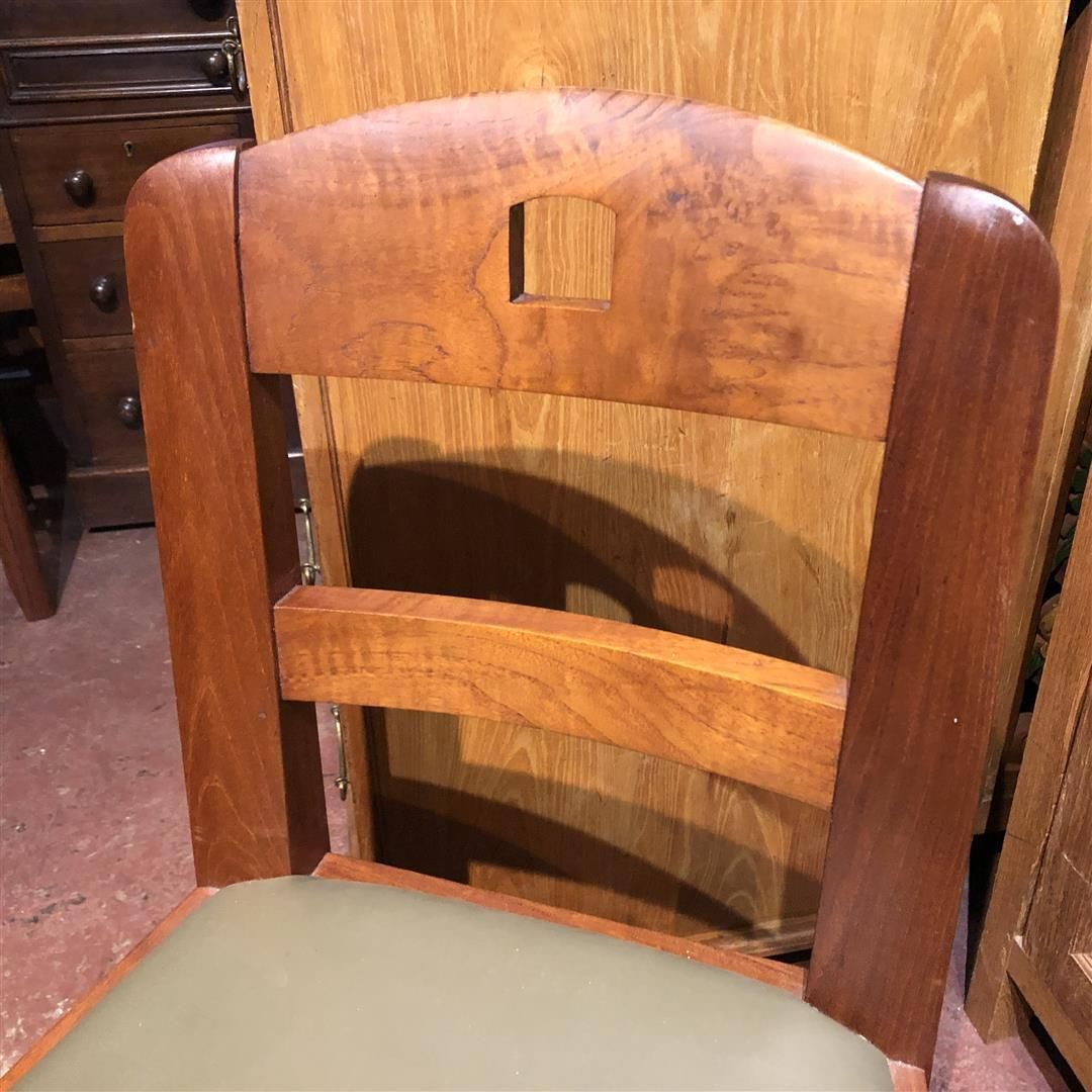 Set Of Four Brutalist Teak Dining Chairs With Leather Seats photo buy