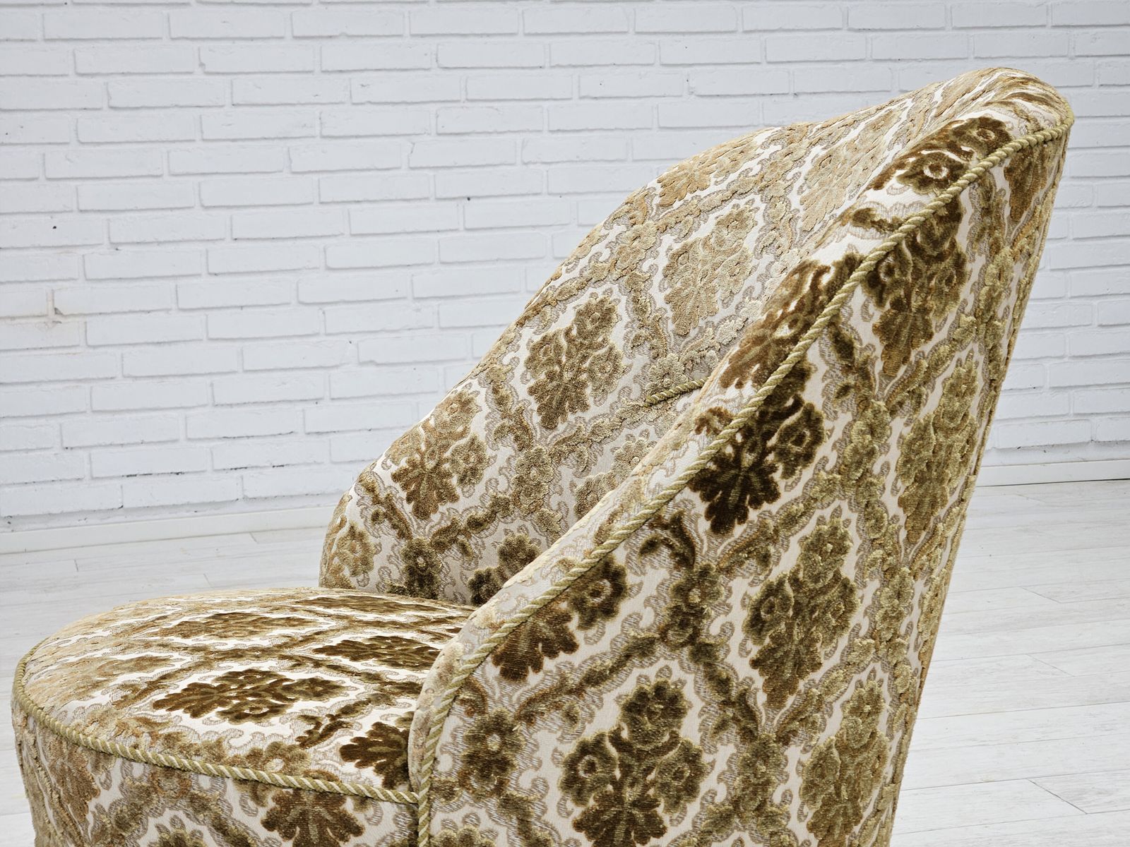 1950s, Danish Easy Chair, Furniture Velour, Ash Wood Legs. photo Furniture