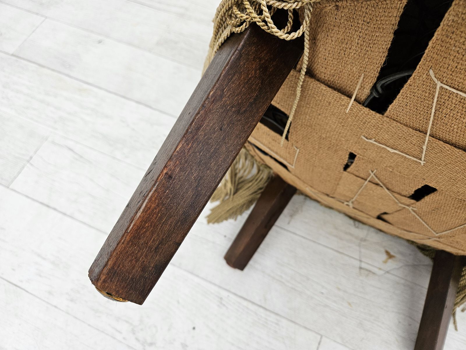 photo buy 1950s, Danish Easy Chair, Furniture Velour, Ash Wood Legs.