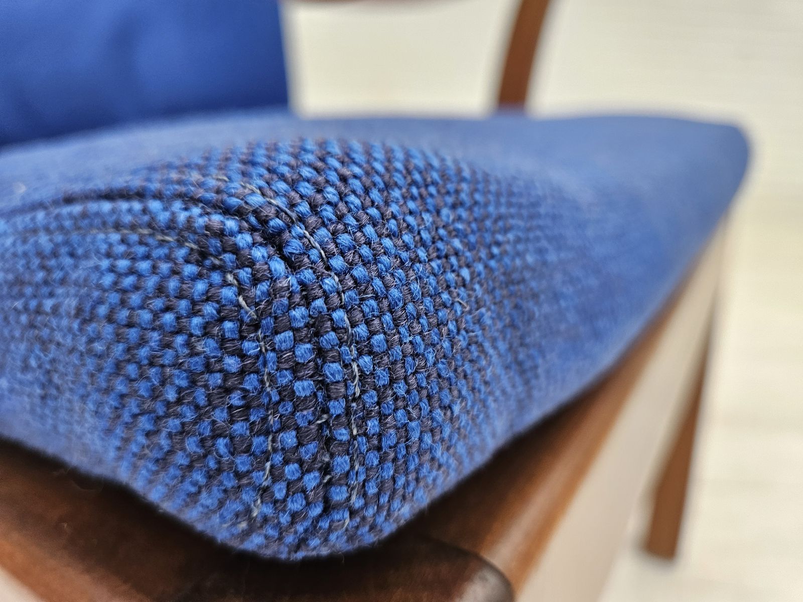 photo for sale 1960s, Danish Easy Armchair By Fritz Hansen, Wool Fabric, Beech Wood.
