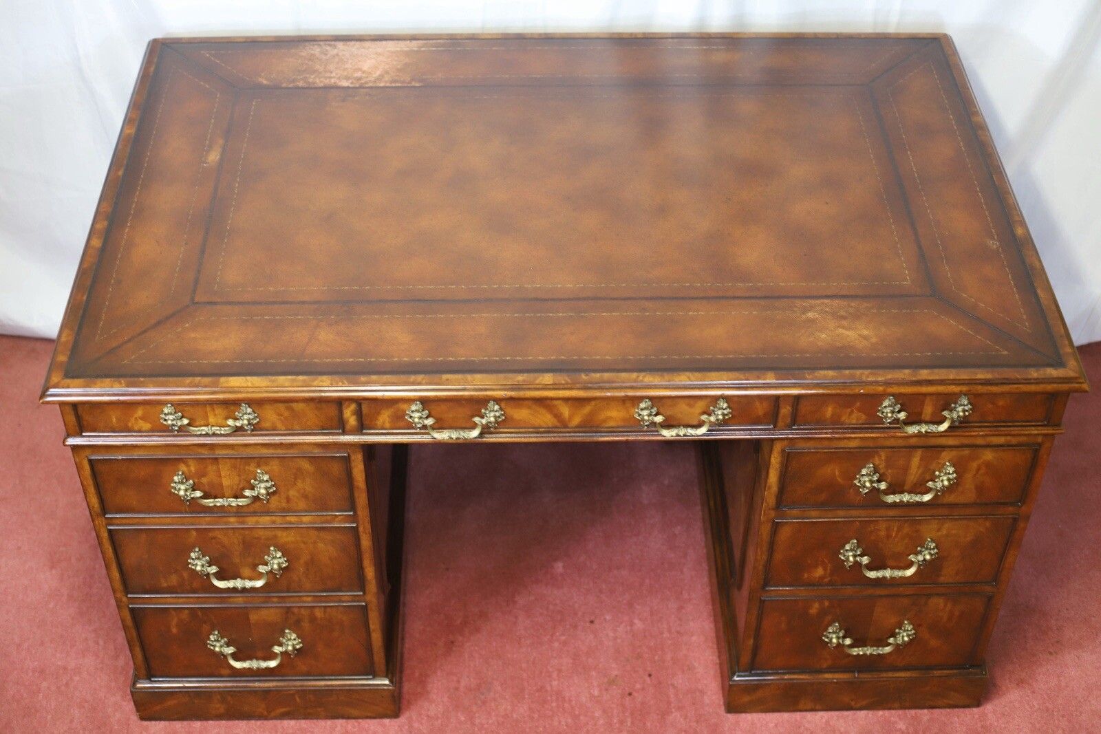 photo buy Theodore Alexander Stuning Modern George III Style Mahogany Twin Pedestal Desk