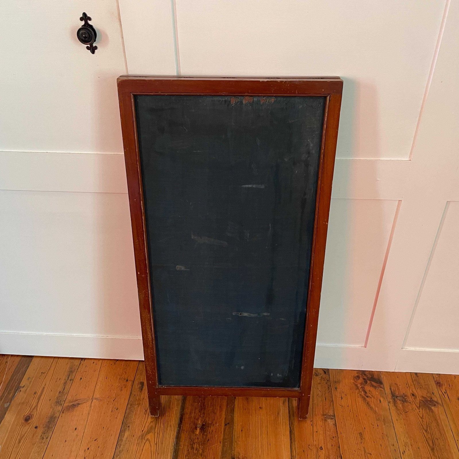 photo for sale Antique Oriental Chinese Fireguard Fireplace Screen Wooden Frame Vintage Fire Guard Patterned Devore Fabric Blue Pattern Wood Freestanding