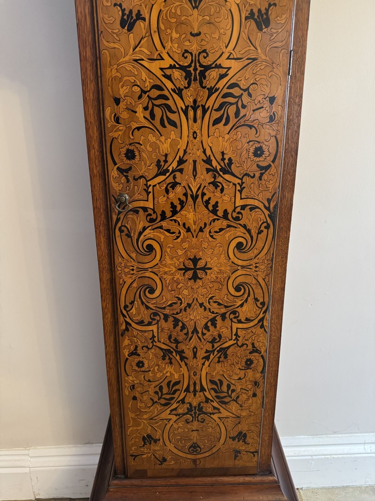Rare Unusual Antique Musical Quality Inlaid Marquetry Grandmother Clock photo for sale