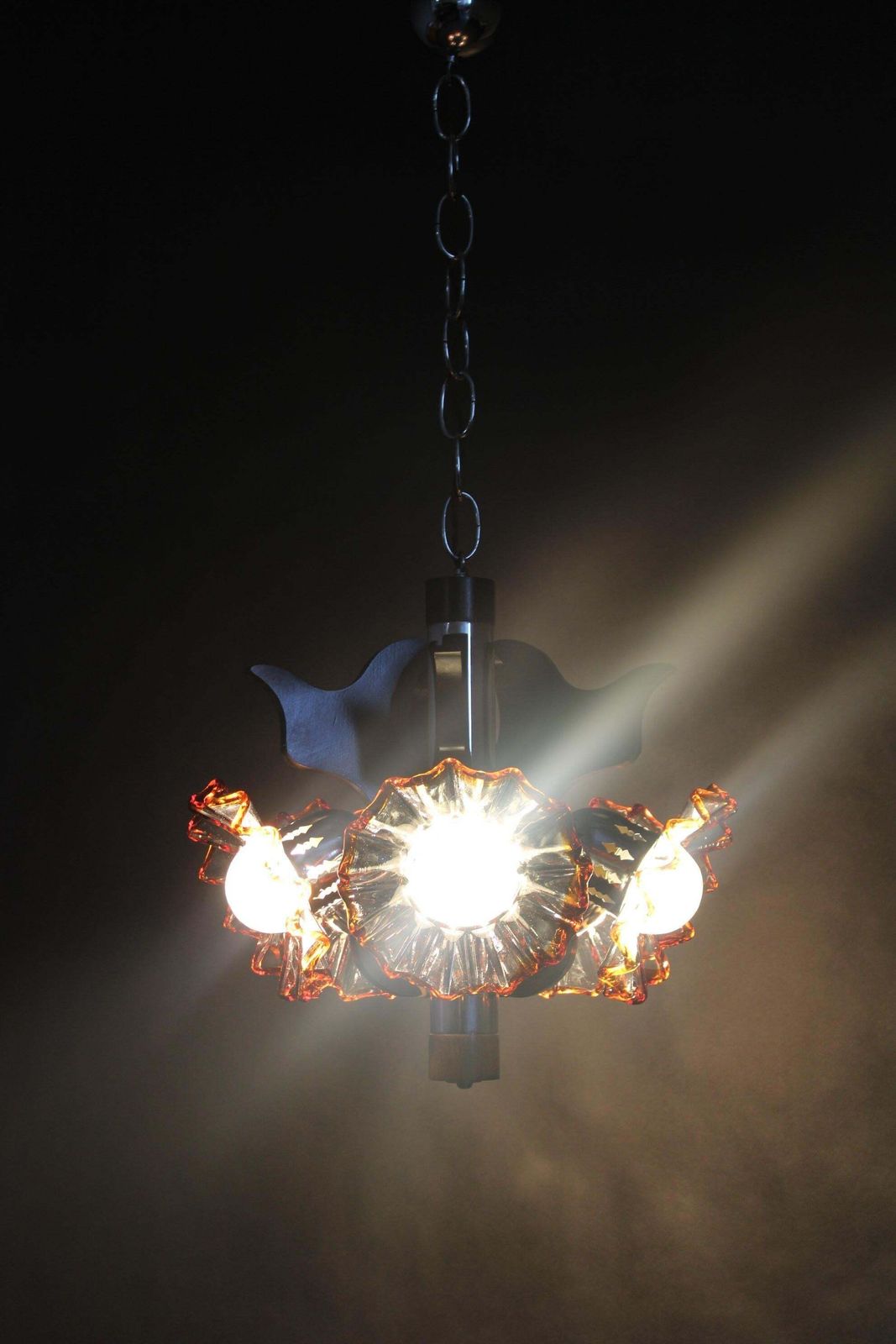 613.0 1970s Chandelier With Murano Glass Shades, Italy photo