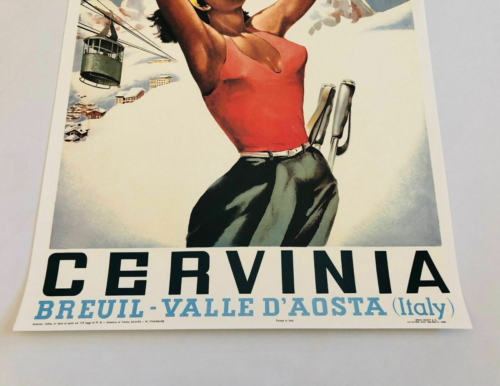 Art Arnaldo Musati, C.A. 1970   Cervinia Breuil Valle D'aosta   Original Vintage Affiche Cm 70 X 50 photo