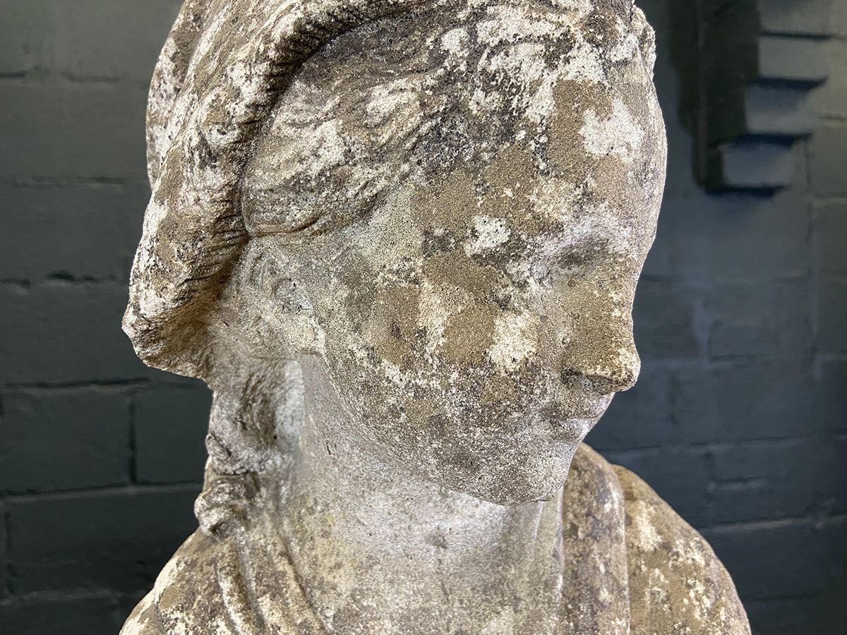 French Cast Stone Bust Of A Girl photo for sale