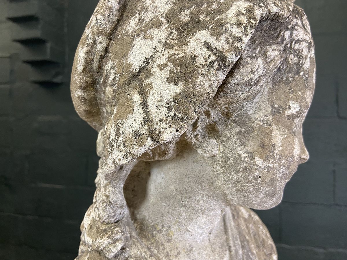 Garden Decor French Cast Stone Bust Of A Girl photo