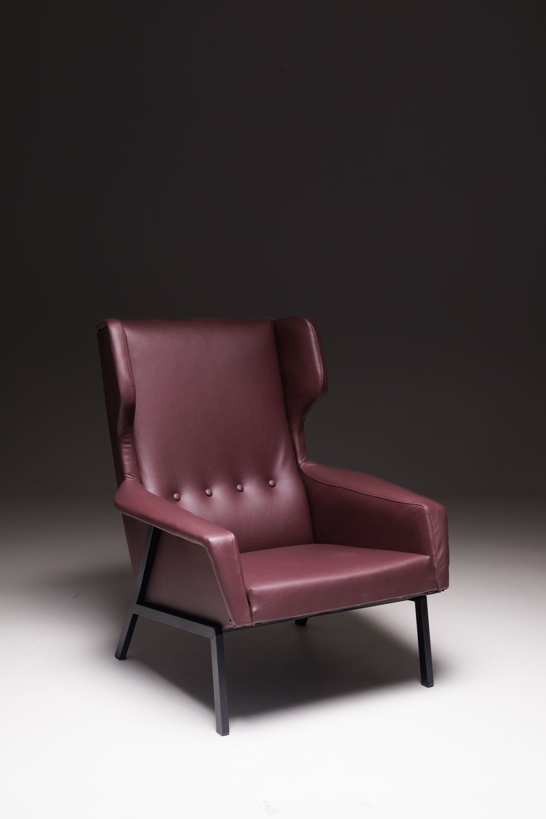 Set Of 2 Plum Leather Armchairs – Reupholstery photo Furniture