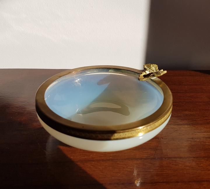 Pre 1970s Italian Murano Opaline And Brass Ormulu 6 Pc Set, Att. To Fratelli Toso    Labelled photo vinterior