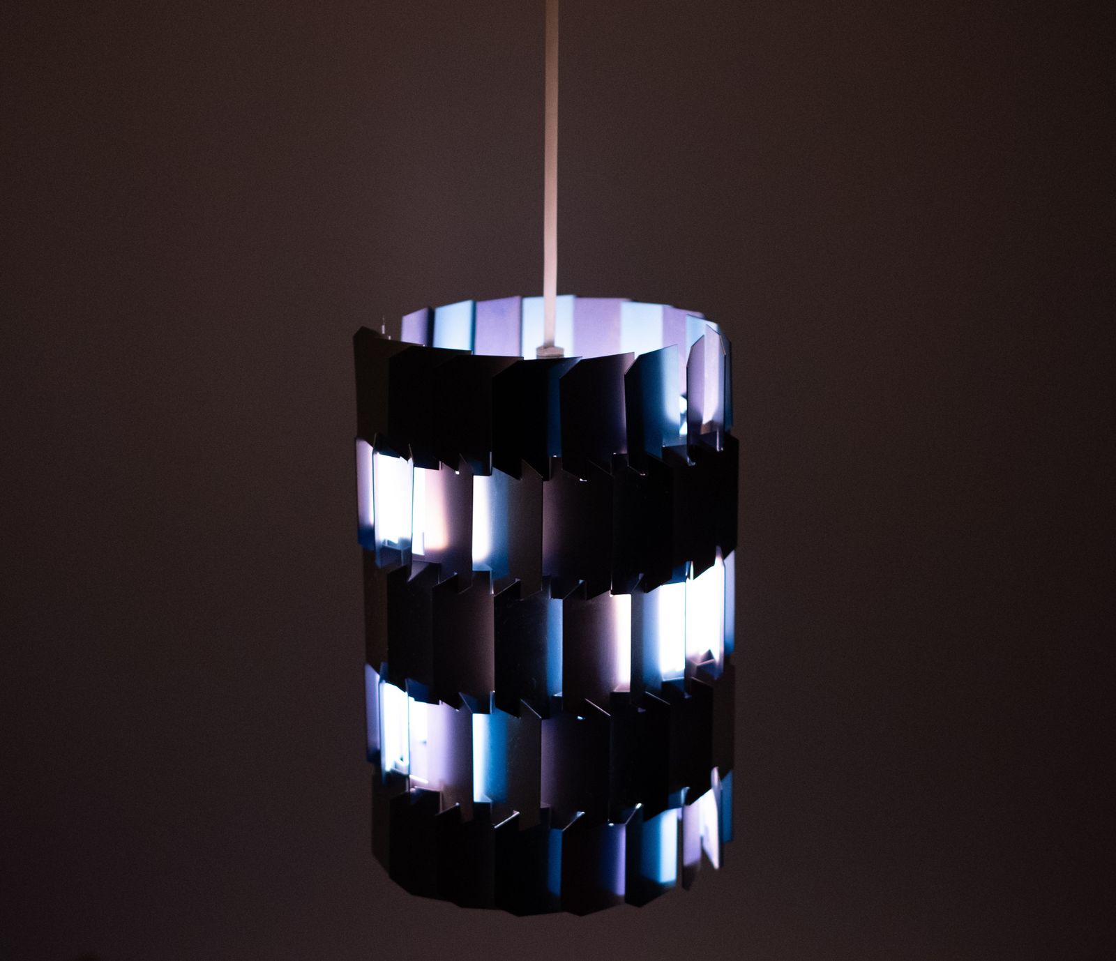 Zilveren & Blauwe Facet Hanglamp Van Louis Weisdorf Voor Lyfa, Jaren 1960, Denemarken photo vinterior