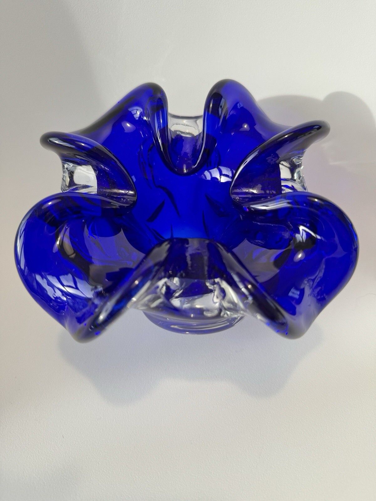 Hand Blown Blue Glass Bowl/Ashtray By Josef Hospodka Chřibská Borske Sklo photo vintage